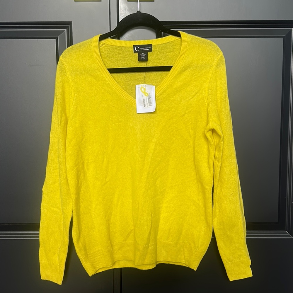 NWT Lemon Drop Cashmere V-Neck Sweater